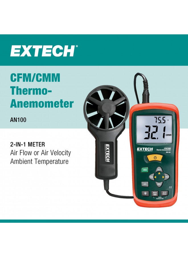 Extech AN100 CFM/CMM Mini Thermo-Anemometer - Image 1