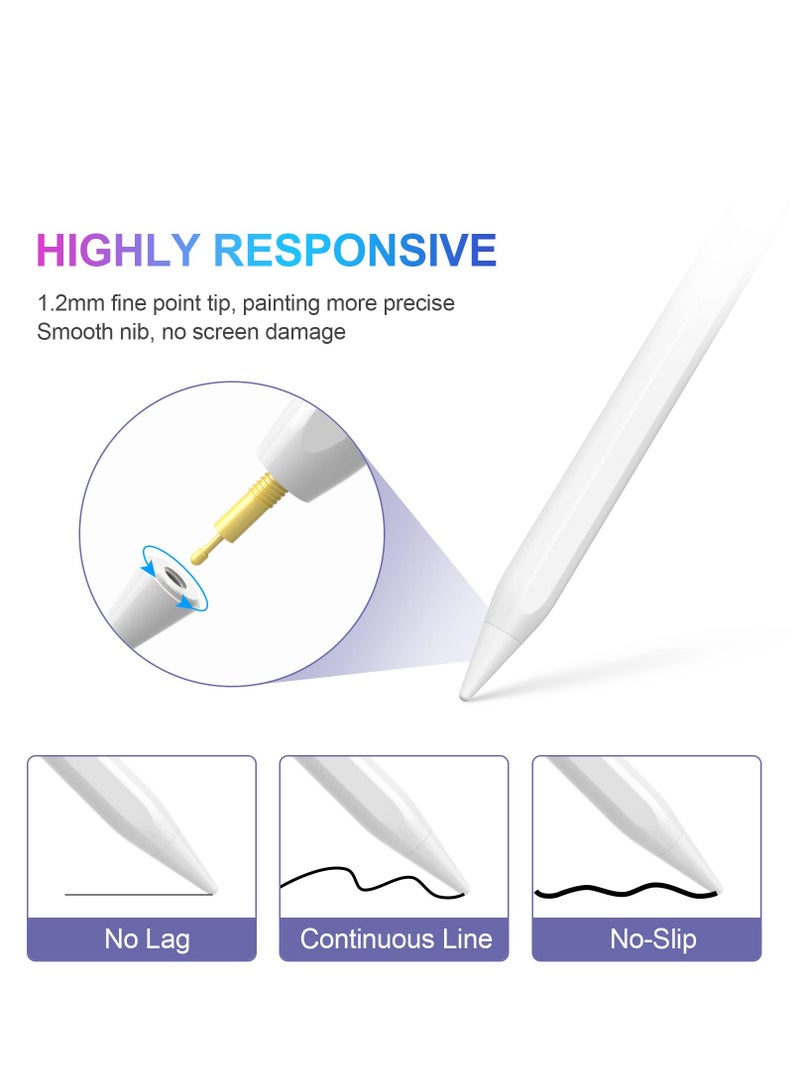 Stylus Pen for iPad with Palm Rejection, Upgraded iPad Pencil Pen Compatible for Apple iPad 10th/ 9th/ 8th/ 7th/ 6th Gen, iPad Mini 5/ 6th Gen, iPad Air 3rd/4th/5th, iPad Pro 11/12.9inch - Image 3