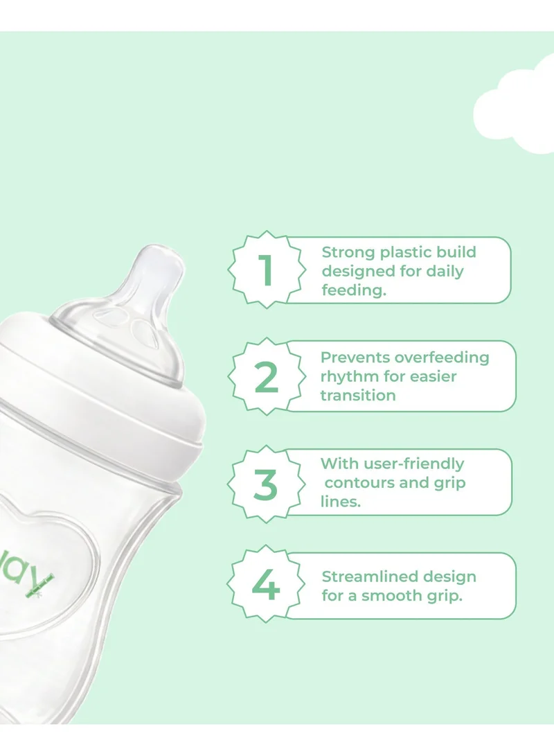 Luay Single Luay Baby Feeding Bottle 260ml | Anti-Colic Plastic Milk Bottle for Newborn & Infants | Wide Neck with Soft Silicone Nipple | Leak Proof & Easy Grip Design for Men | Best Price UAE