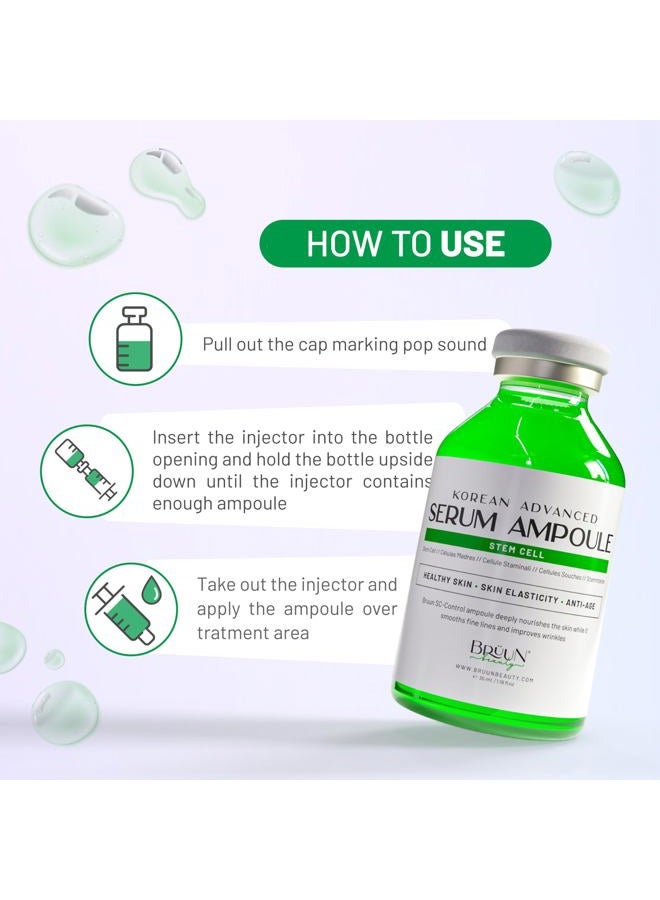 BRÜUN SC - أمبولات خلايا الجذعية للتحكم - سيروم كوري لتعزيز الميكرو إبر للوجه والجسم للاستخدام مع أو بدون قلم ديرما للعناية بالبشرة 1.18 أونصة سائلة - Image 5
