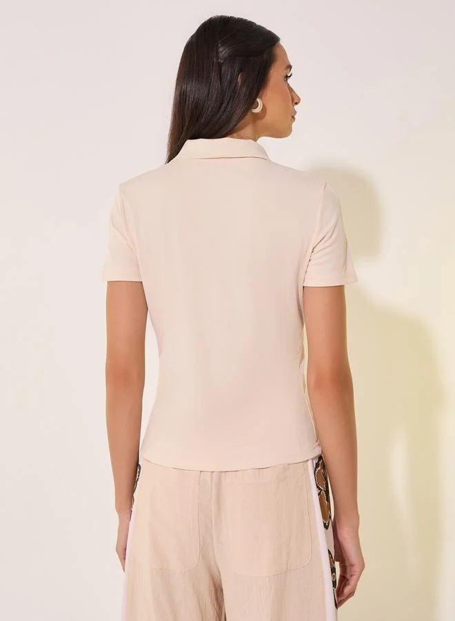 Take Two Textured Regular Fit Polo Neck T-Shirt