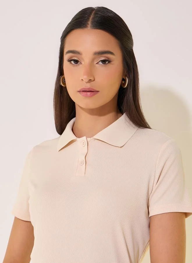 Take Two Textured Regular Fit Polo Neck T-Shirt