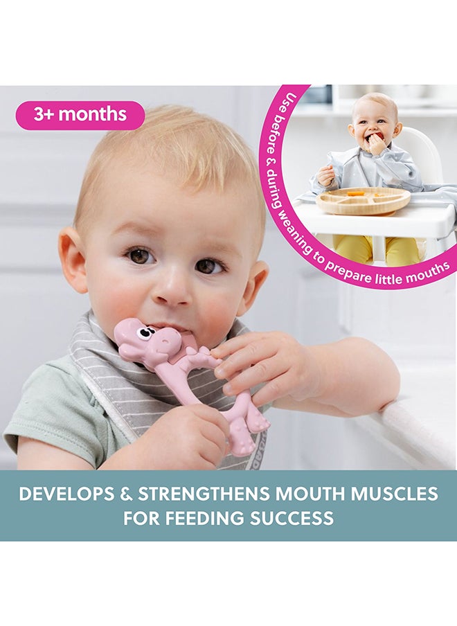 bibado - Dotty The Dinosaur™ Multi-Sensory Teether Designed To Strengthen And Develop Mouth Muscles Suitable For 3 Months And Above - Blush - Image 1