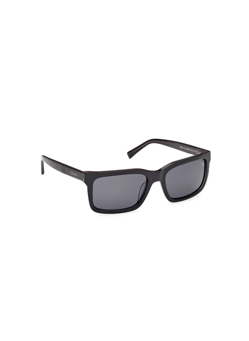 Timberland Men's Rectangular Shape Acetate Sunglasses TB0002101D57 Lens Size: 57 Millimeter - Shiny Black  - Image 3
