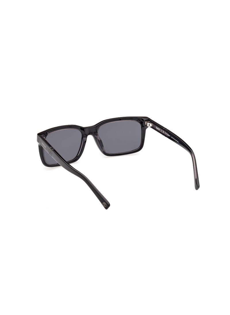 Timberland Men's Rectangular Shape Acetate Sunglasses TB0002101D57 Lens Size: 57 Millimeter - Shiny Black  - Image 5