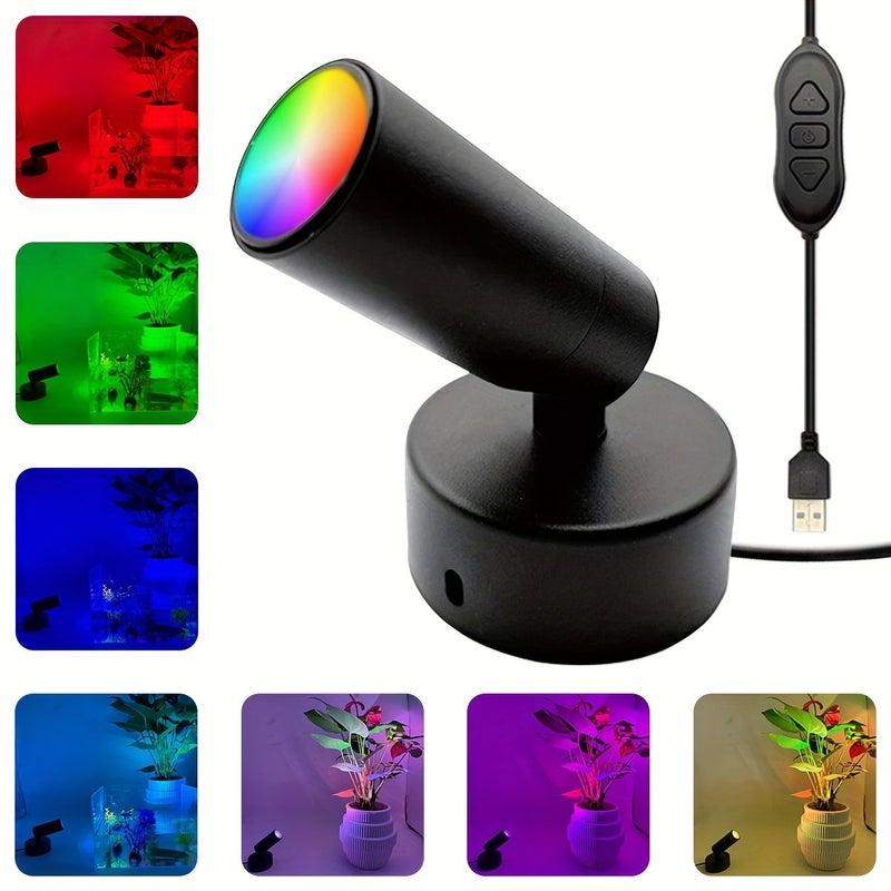 أسود USB RGB سبوت لايت قطعتان، سبعة ألوان ديناميكية، مصباح ديكور منزلي - Image 1