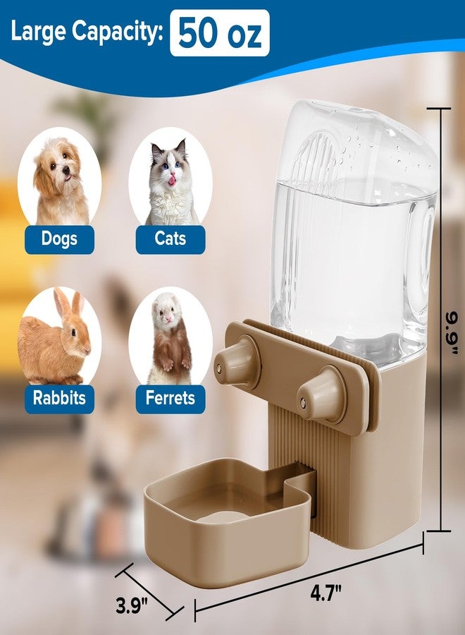 Kenond 50 oz Rabbit Water Dispenser,Gravity Dog Water Bowl Dispenser for Cage,Auto Water Bottle for Ferret,Cat,Dog and Other Animals, Compatible with Widemouth Cages, Wire Cages and Crates(Brown) - Image 3