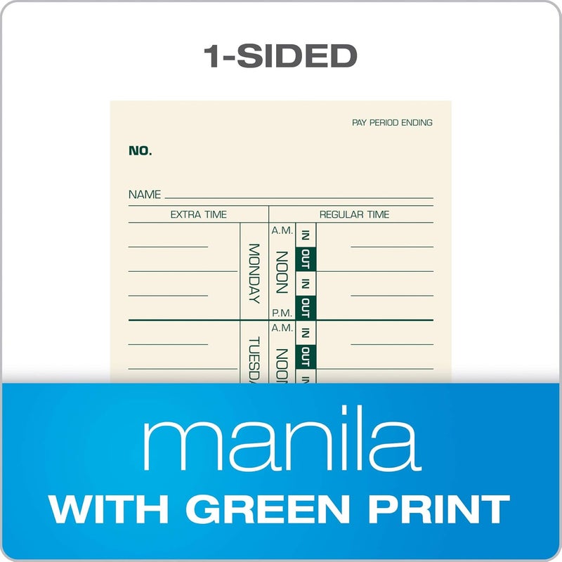 TOPS Weekly Time Cards, 1-Sided, Manila with Green Print, 3-1/2" x 9", 500-Count (Model 1259) - Image 3