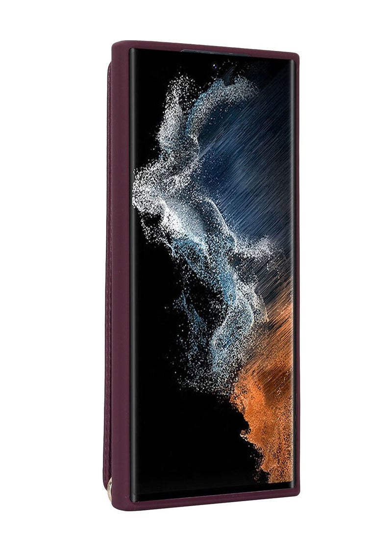 Suteni Back Cover Wristband Card Slots Leather Phone Case for Samsung - Image 2