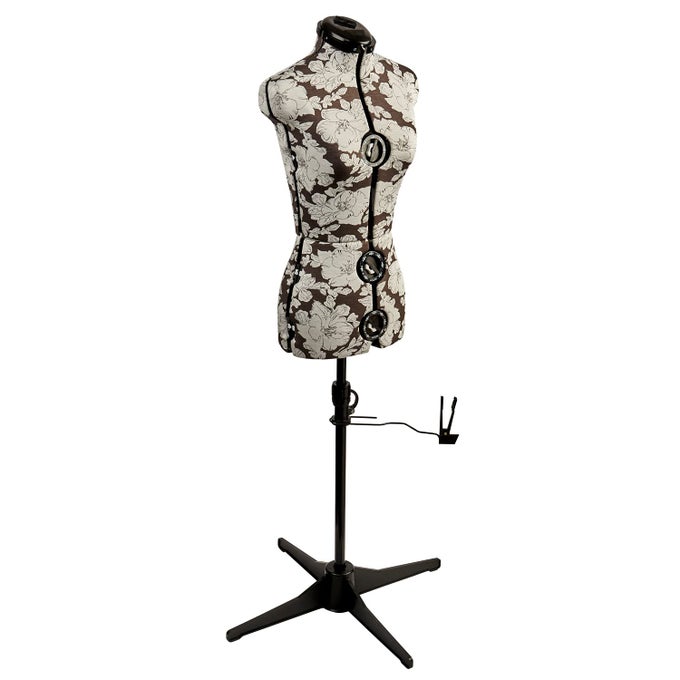 Adjustable Dressmakers Dummy in a Grey Hollyhock Fabric with Hem Marker Dress Form Sizes 6 to 10 Pin Measure Fit and Display your Clothes on this Tailors Dummy 5901P