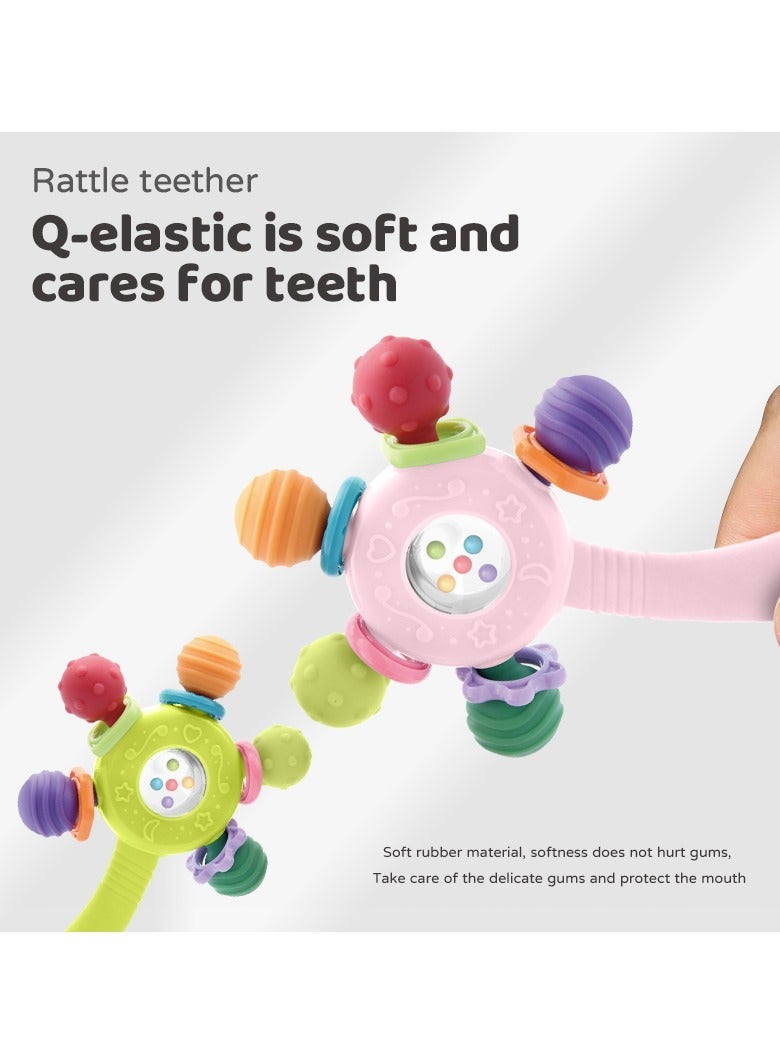 Whimsy Baby Rattle Teether Toy - Multi-Texture Grasping and Soothing Toy for Infants - Image 3