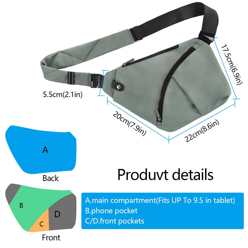 OSOCE Anti-Theft Sling Bag for Men, RFID Crossbody Chest Bag - Lightweight Travel Shoulder Bag for Hiking & Outdoor | Adjustable Strap, Fits iPad - Image 4
