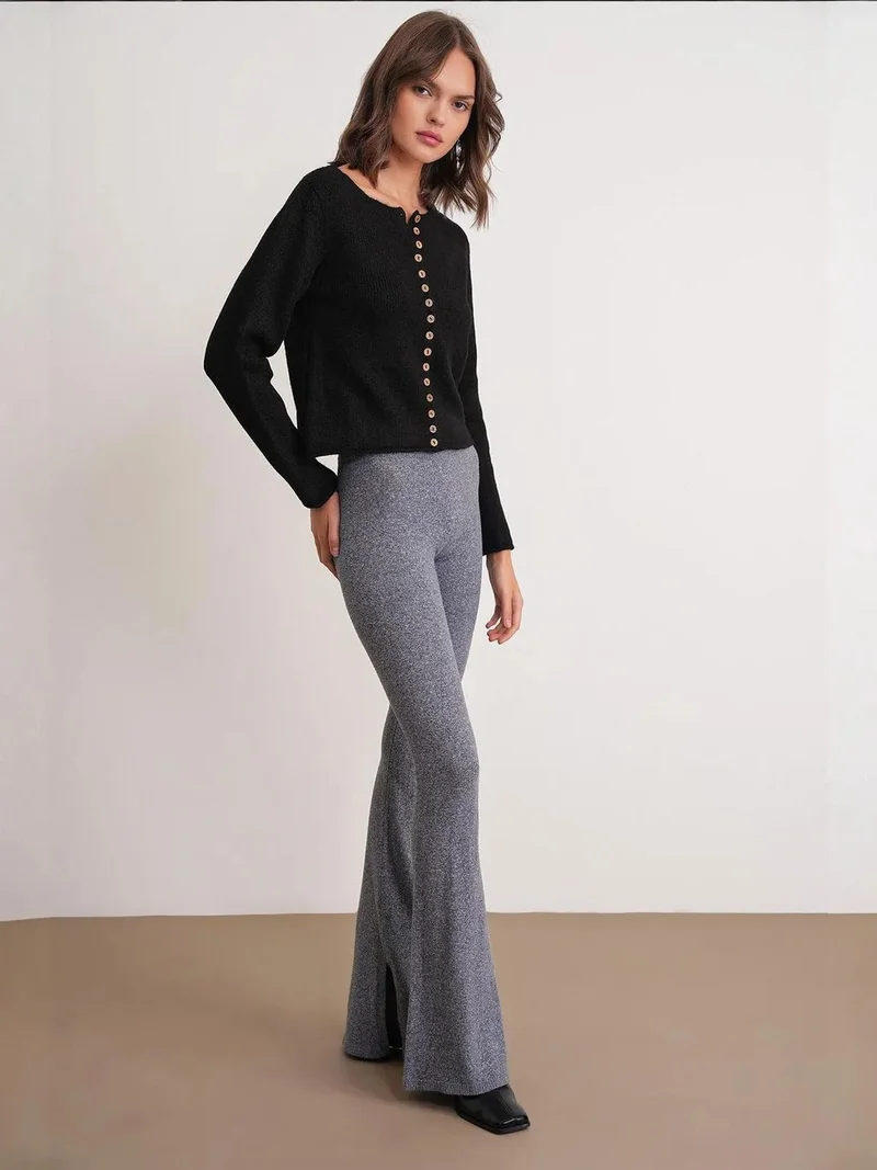 MixRay Mixray Buttoned Ribbed Knit Cardigan