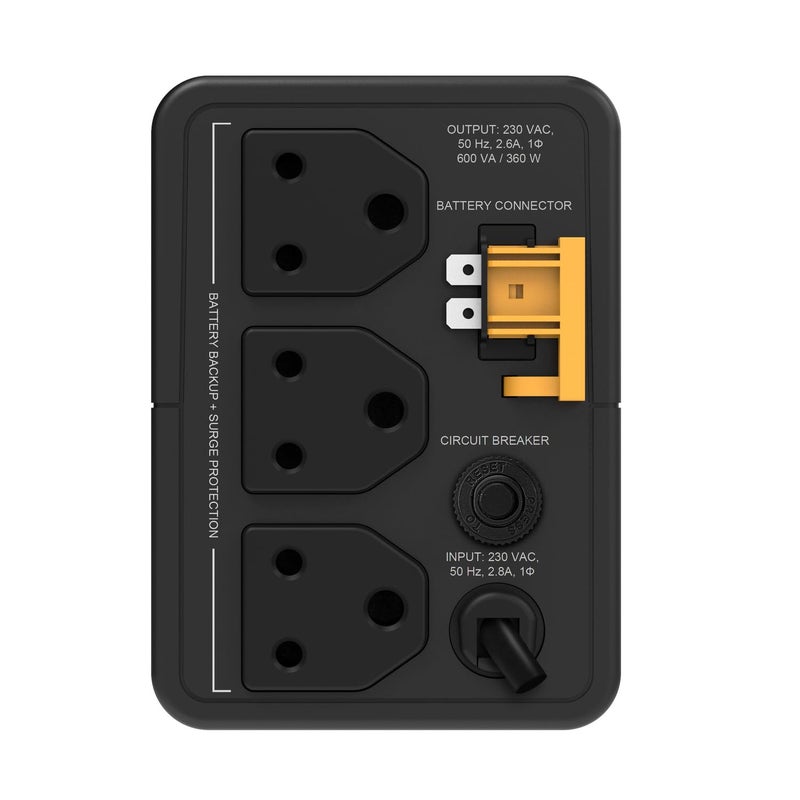 A.P.C. Back-UPS BX600I-IN 600VA, Tower, 230V, 3 India 3-pin 6A Outlets, AVR, W/O Auto Shutdown Software UPS System, an Ideal Power Backup & Protection for Home Office, Desktop PC & Home Electronics - Image 3