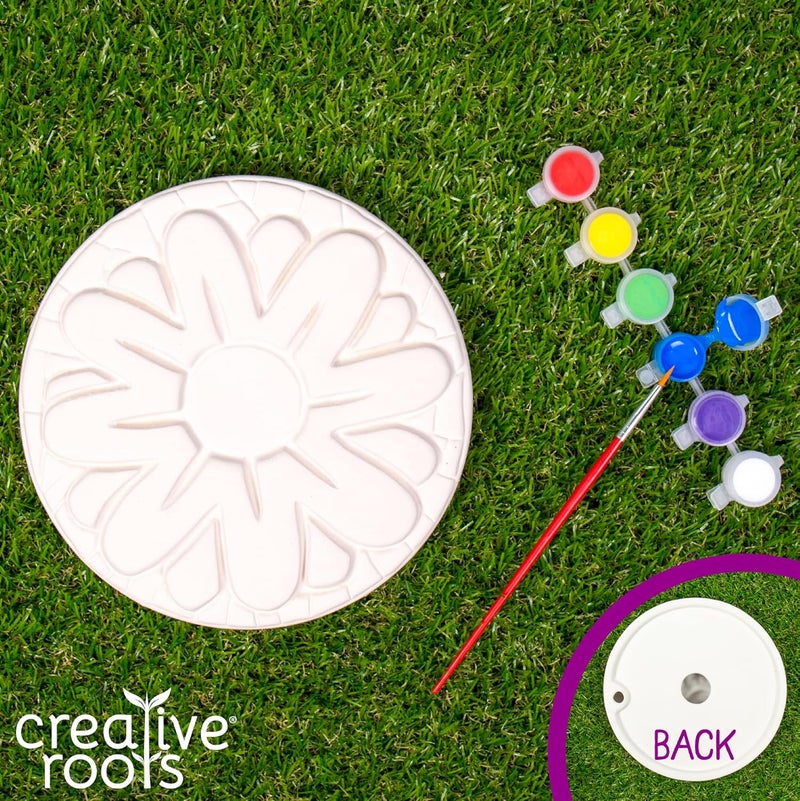 Creative Roots Mosaic Flower Garden Stepping Stone Kit, Includes 7-Inch Ceramic Stone & 6 Vibrant Paints, DIY Stepping Stone Kit for Kids Ages 6+ - Image 2