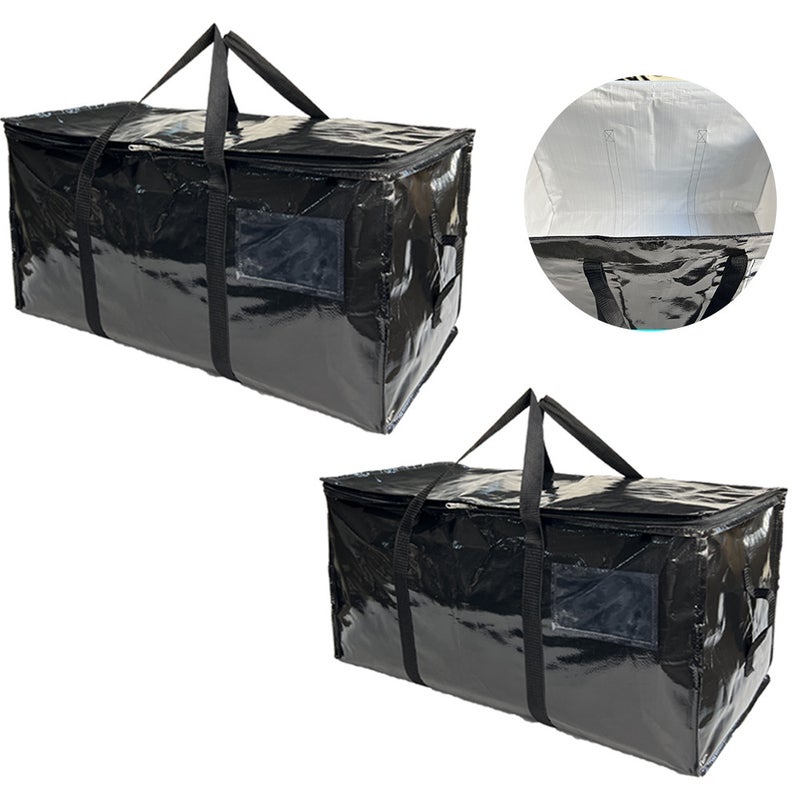 Cross-border Hot Super Capacity Storage Bag Idle Clothes Storage Bag Mobile Box Plastic Storage Handbag Black