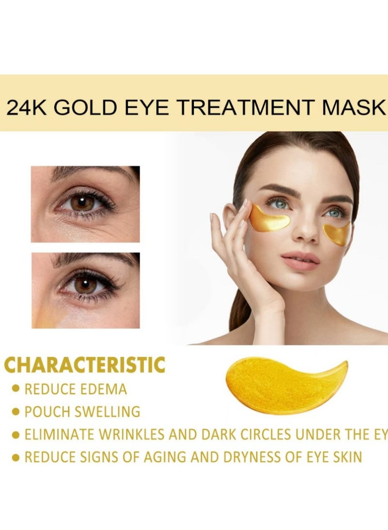 إيلهو بقع معالجة العين الذهب 24K الرائد ، قناع العين المضاد للشيخوخة هيالورونيك حامض العين ، تقلص الحلقات الداكنة ، التجاعيد ، الانتفاخ والحقائب ، العناية بالبشرة ، أساسيات السفر بحجم السفر ، 60 قطعة. - Image 3