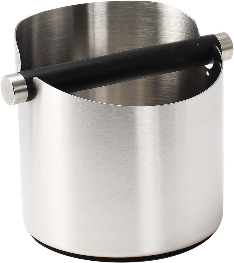DIBTSA Coffee Knock Box, Espresso Knock Box Stainless Steel Espresso Machine Accessories with Removable Knock Bar and Non-Slip Base Coffee Grounds Container Bin, Large (Silver) - Image 1