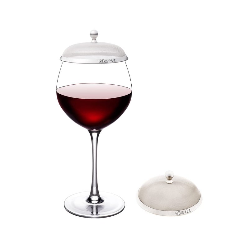 BEV HAT BevHat Stainless Steel Wine Glass Cover Pack of 2 Keep The Bugs Out of Your Drinks For Coffee Mugs Tea Cups Water Glasses Wine Accessories to Protect Your Beverage Outside 