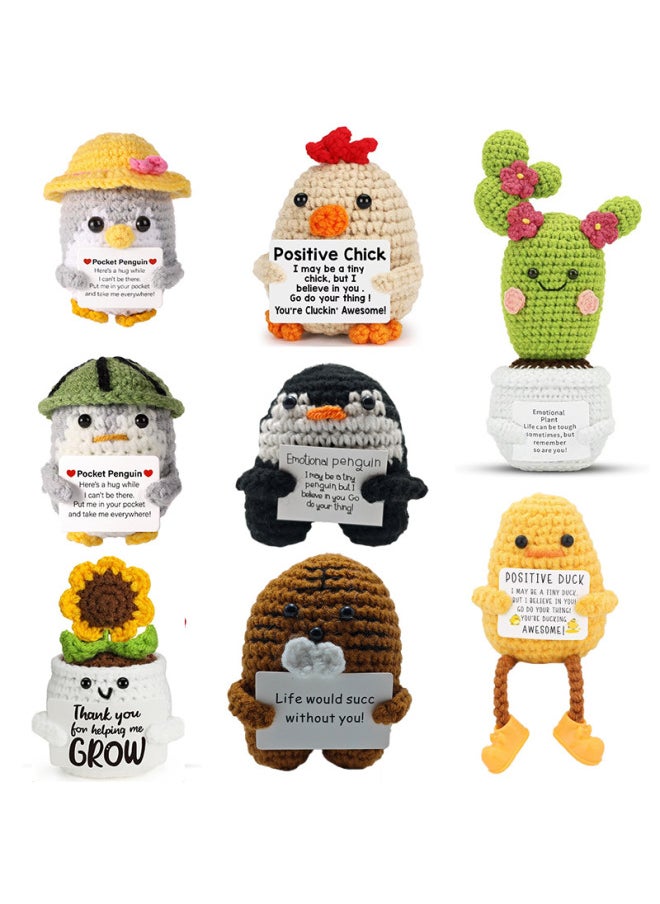 Generic - Wool Crocheted Sunflower Potted Hand-knitted Doll Active Potato Bee Ornaments Custom-Color:Yellow Flower Cactus White Potted Plant - Image 1