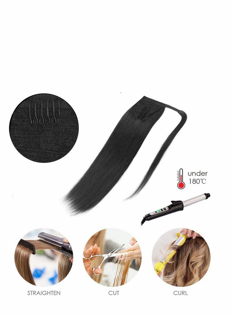 Excefore Long Straight Pony Tail Hair Clip in Ponytail Extension Wrap Around 24 Inch Synthetic Fiber (Light Chocolate Brown) - Image 4