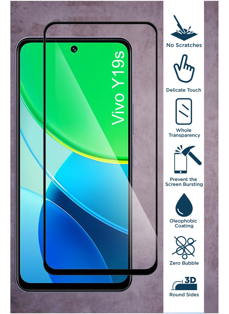 Generic - Vivo Y19s-Tempered Glass Screen Protector – High Transparency, Delicate Touch, Anti-Explosion, Smooth Arc Edges, Easy Installation, 9H Hardness HD Tempered Glass Screen Protector 99% Transparency with device's original screen clarity and brightness - Image 1