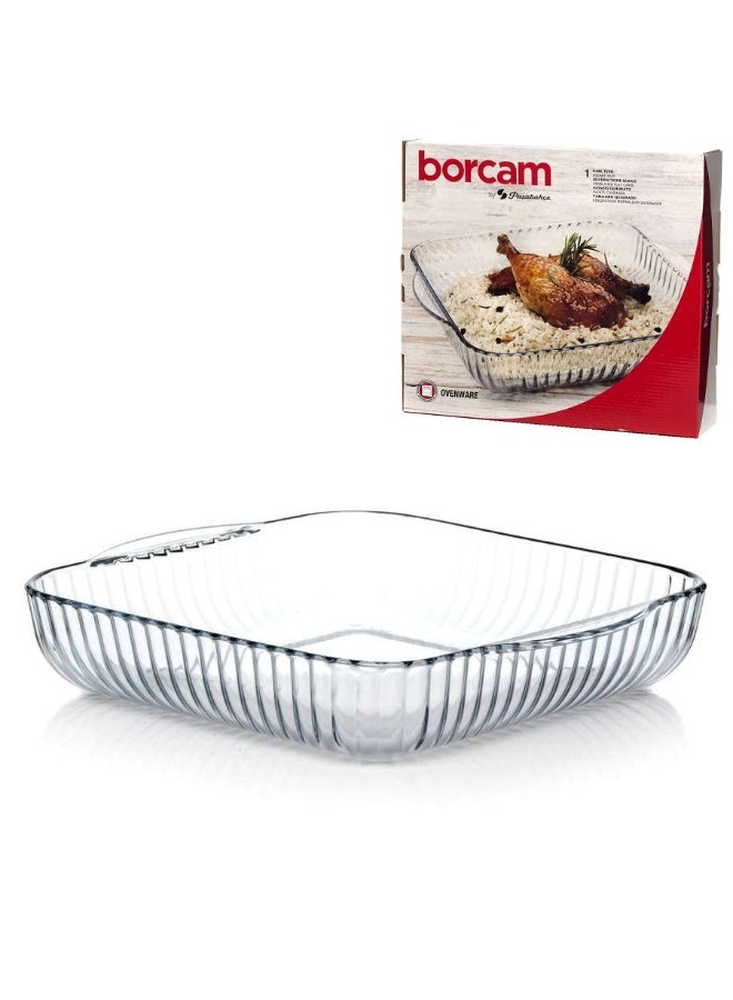 Borcam صينية بوركام مربعة 3200 مل – صينية خبز آمنة للاستخدام في الفرن - Image 1