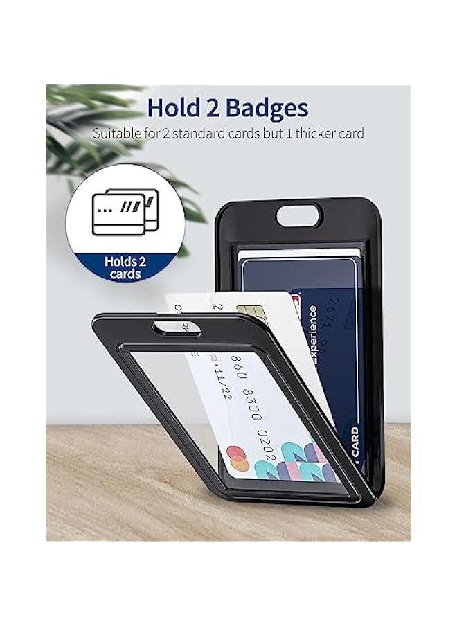 Generic 6Pcs ID Badge Holder,Double-Sided Windows Vertical Hard Plastic Case Black Card Protector Pouch,ID Card Name Holder for Office School ID Credit Cards Proximity Key Cards Driver’s Licenses and Passes  - Image 4