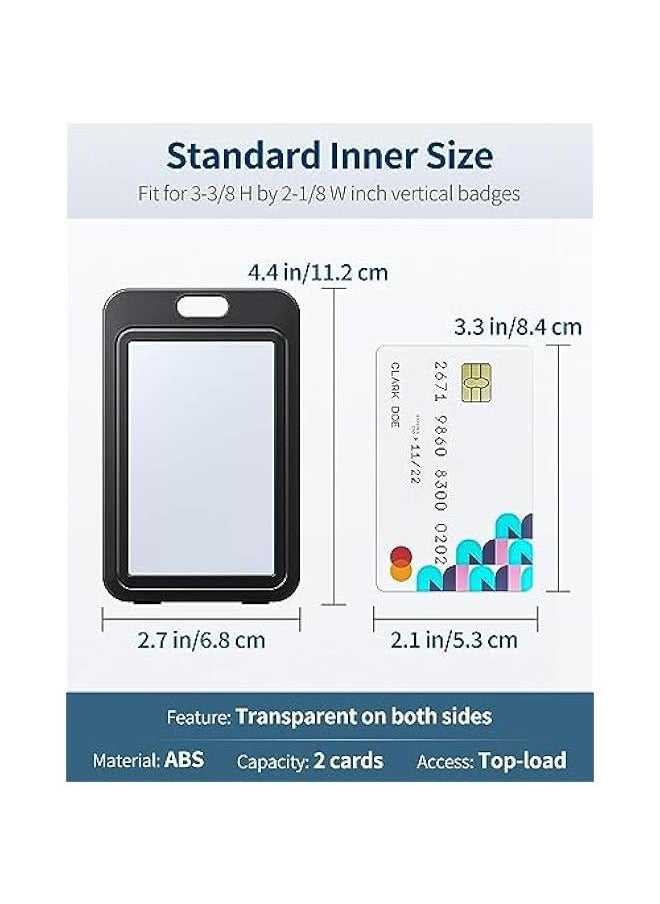 Generic 6Pcs ID Badge Holder,Double-Sided Windows Vertical Hard Plastic Case Black Card Protector Pouch,ID Card Name Holder for Office School ID Credit Cards Proximity Key Cards Driver’s Licenses and Passes  - Image 2