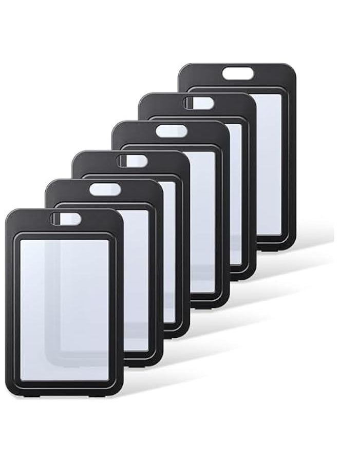 Generic 6Pcs ID Badge Holder,Double-Sided Windows Vertical Hard Plastic Case Black Card Protector Pouch,ID Card Name Holder for Office School ID Credit Cards Proximity Key Cards Driver’s Licenses and Passes  - Image 1