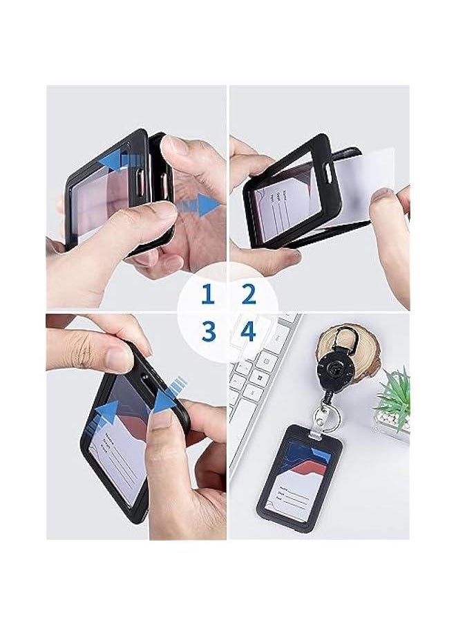 Generic 6Pcs ID Badge Holder,Double-Sided Windows Vertical Hard Plastic Case Black Card Protector Pouch,ID Card Name Holder for Office School ID Credit Cards Proximity Key Cards Driver’s Licenses and Passes  - Image 5