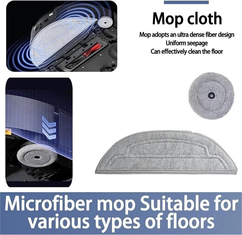 Washable Mopping Pad Side Small Cloth Mop Rag，Compatible For Roborock，Compatible For Saros，10 G30 S9 Maxv Ultra S90ver A1460RR Robot Vacuum Cleaner Parts(SET1) - Image 4