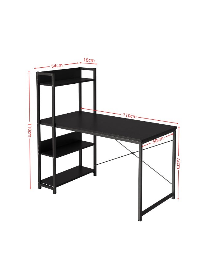 Canadel Office Desk with 4-Tier Shelf, Reversible Storage Shelf Left or Right, Sturdy Metal Frame & X-Shaped Strut, Spacious Waterproof Tabletop for Home Computer Desk - Image 2
