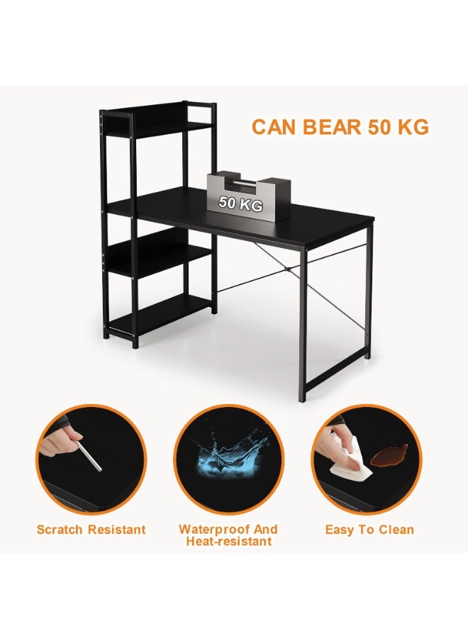 Canadel Office Desk with 4-Tier Shelf, Reversible Storage Shelf Left or Right, Sturdy Metal Frame & X-Shaped Strut, Spacious Waterproof Tabletop for Home Computer Desk - Image 5