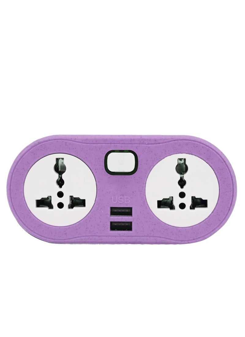 Generic - Power socket, 2 USB Charger conversion socket , 2 electric port , 10 amp, 250 volt, 2500 watt, purple , easy and save to use in residential apartments, factories, and workshop - Image 1