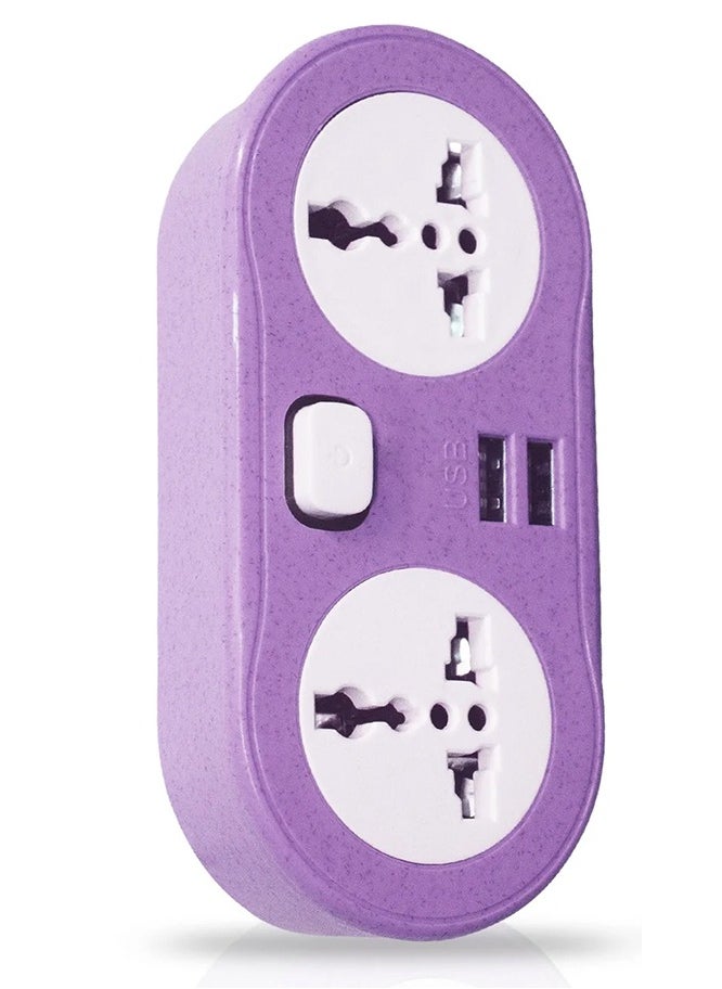 Generic - Power socket, 2 USB Charger conversion socket , 2 electric port , 10 amp, 250 volt, 2500 watt, purple , easy and save to use in residential apartments, factories, and workshop - Image 1