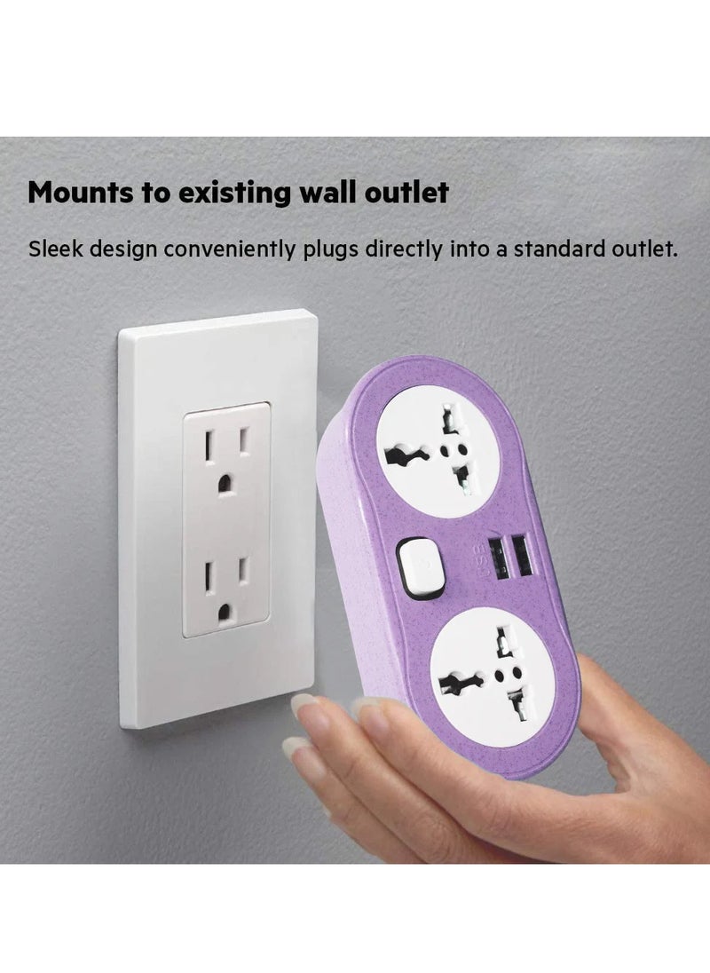 Generic - Power socket, 2 USB Charger conversion socket , 2 electric port , 10 amp, 250 volt, 2500 watt, purple , easy and save to use in residential apartments, factories, and workshop - Image 1