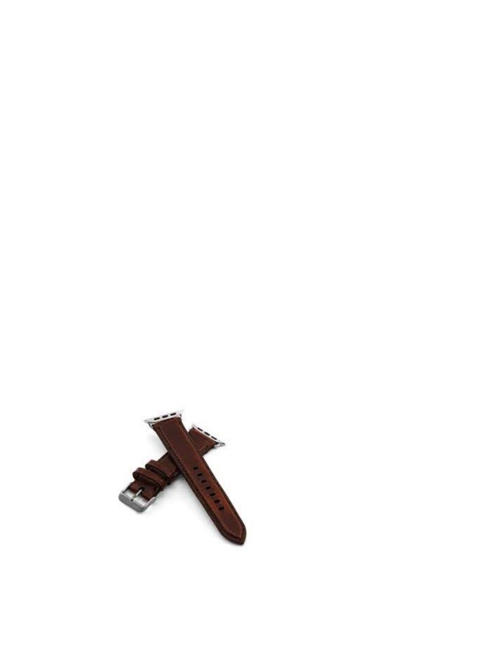 Watch Bands Compatible For IWatch Strap 42mm 44mm 45mm 49mm Smart Watch Brown Handmade Leather & Jeans Wrist Strap - Image 3