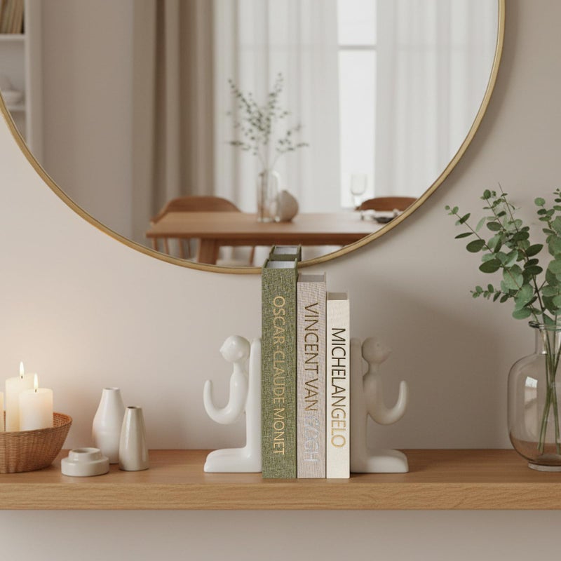 GYOSUGANG Aesthetic Decorative Books for Home Decor w. Wood Bead - Set of 3 Linen Fake Books for Decoration, Coffee Table Book Box Decor for Mantle/Bookshelf/Farmhouse/Entryway/Nightstand - Image 3