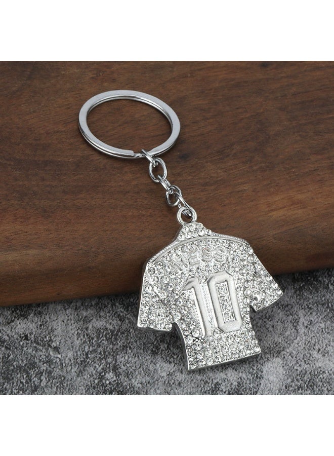 2-Pieces Cute Soccer Polo Shirt Keychain,Couples World Cup Keychain， World Cup Inspired Football Key Ring, Metal Sports Key Chain With Lanyard Kawaii，Kawaii Backpack Charm for Soccer Fans。 - Image 1