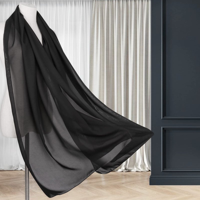 Ladiery Black Shawl Wraps for Women Evening Dresses, Chiffon Elegant Soft Sheer Shawls for formal dressy Bride Wedding - Image 5
