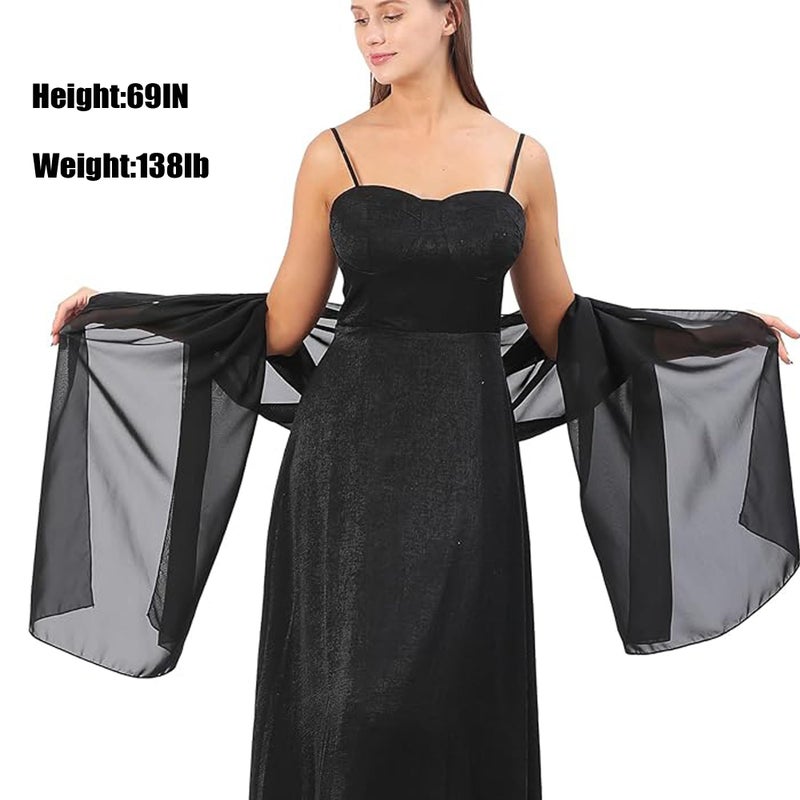Ladiery Black Shawl Wraps for Women Evening Dresses, Chiffon Elegant Soft Sheer Shawls for formal dressy Bride Wedding - Image 3