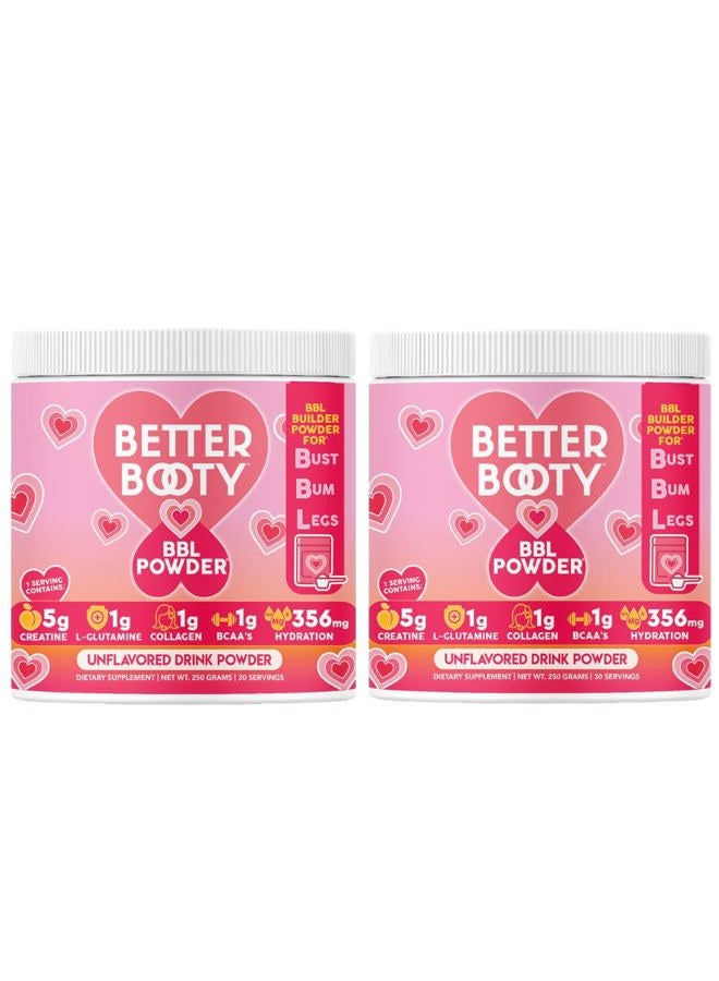 Angry Supplements مسحوق الكرياتين مونوهيدرات للنساء، معقد يحتوي على 5 جرام كرياتين لكل حصة + جلوتامين، كولاجين، BCAAs ومزيج ترطيب الطاقة، لبناء العضلات والأرداف، بدون نكهة، عبوة مزدوجة (60 حصة) - Image 1