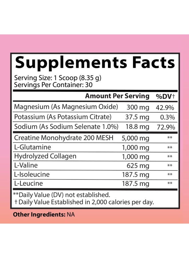Angry Supplements مسحوق الكرياتين مونوهيدرات للنساء، معقد يحتوي على 5 جرام كرياتين لكل حصة + جلوتامين، كولاجين، BCAAs ومزيج ترطيب الطاقة، لبناء العضلات والأرداف، بدون نكهة، عبوة مزدوجة (60 حصة) - Image 5