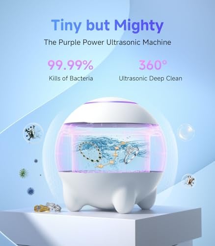 JoyHood Ultrasonic Jewelry Cleaner Machine 45KHz Retainer Cleaner Ultrasonic Professional for Dentures Ring Earrings Sterling Silver Deep Cleaning with 4 Modes Timer Low Noise 304 Stainless Steel Tank - Image 3