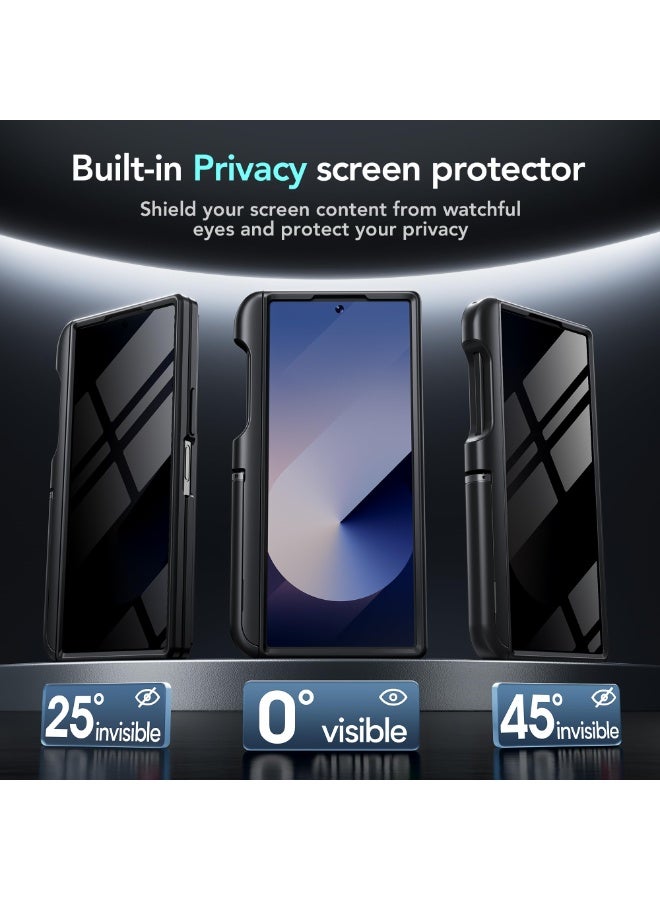 TONGATE Wallet for Z Fold 6 Case with Privacy Screen Protector, [Dual Stands & Card Holder][Anti Spy] Built-in S Pen Holder & Camera Cover Z6 Shockproof Phone Case for Samsung Galaxy Z Fold 6,Black - Image 2