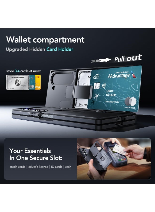 TONGATE Wallet for Z Fold 6 Case with Privacy Screen Protector, [Dual Stands & Card Holder][Anti Spy] Built-in S Pen Holder & Camera Cover Z6 Shockproof Phone Case for Samsung Galaxy Z Fold 6,Black - Image 3