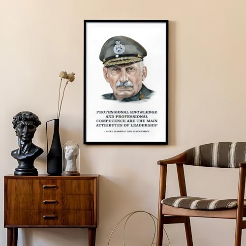 Ritwika's Modern Wall Art Of - Sam Manekshaw Artwork with Motivation Quote - Original Artwork Poster Framed Painting | For Motivation and Decor & Gift | Size 9.5 x 13.5 Inch, Set of 1 - Image 5