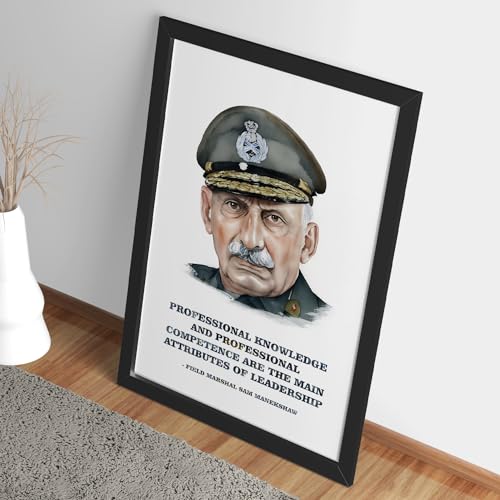 Ritwika's Modern Wall Art Of - Sam Manekshaw Artwork with Motivation Quote - Original Artwork Poster Framed Painting | For Motivation and Decor & Gift | Size 9.5 x 13.5 Inch, Set of 1 - Image 3