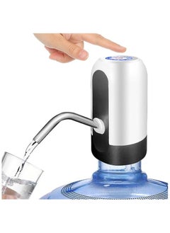 Gallon Water Bottle Pump, USB Charging Portable Electric Water Pump for for for 2-5 Gallon Jugs USB Charging Portable Water Dispenser for Office, Home, Camping, Kitchen and etc. White